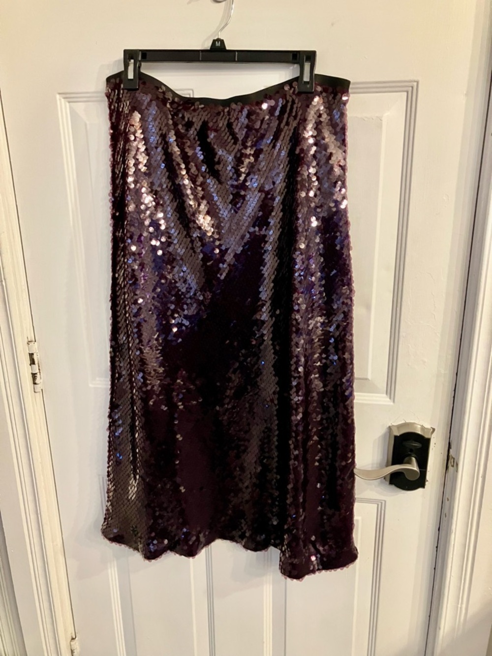 Banana Republic Factory Deep Plum Sequin Midi Skirt - Picture 2 of 4